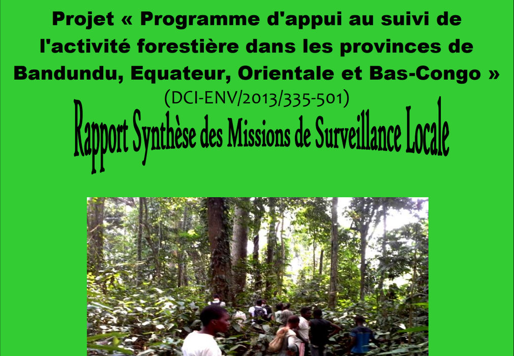 Etude sur l’exploitation artisanale de bois d’œuvre et la légalité dans la perspective APV/FLEGT Provinces de Bandundu et du Bas-Congo Thème : «Pour tout abattage artisanal régulé afin d’ approvisionner le marché domestique en bois d’origine légale»