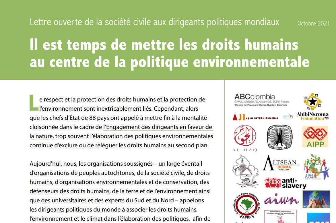 Lettre ouverte de la société civile aux dirigeants politiques mondiaux
